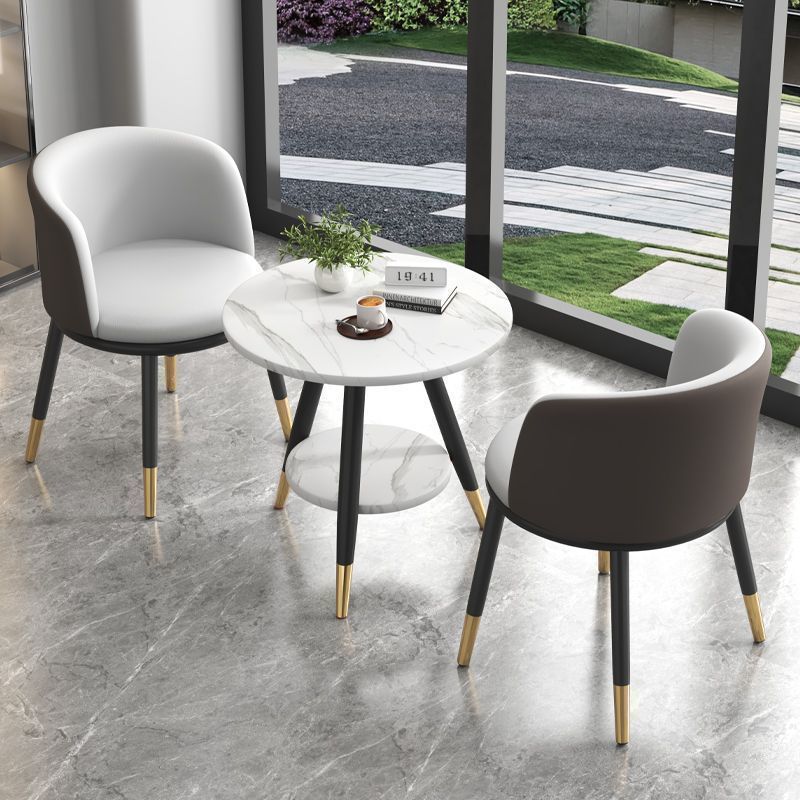 Light Luxury Balcony Small Table and Chair Three-Piece Set Internet Celebrity One Table and Two Chairs Tea Table and Chair Combination Creative Leisure Simple Small Round Table