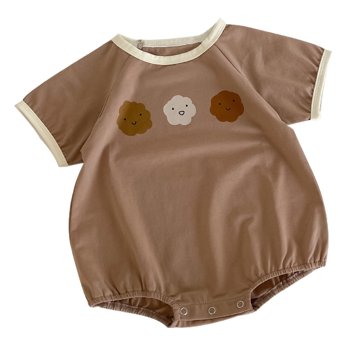 0-3 Years Old Infants and Young Children Short-Sleeved Harem Summer Cool Cotton Bag Fart Clothing Cute Printed Round Neck Baby Crawling Clothing