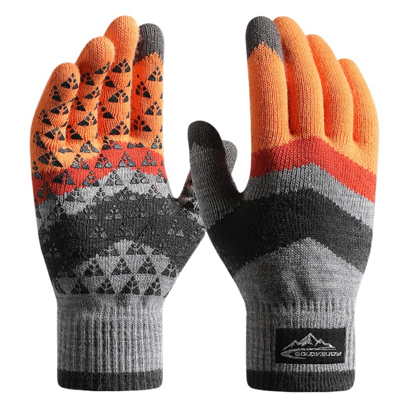 New Winter Knitted Gloves Men's Warm fleece-lined Cycling Outdoor Cold-proof Non-slip Touch Screen Wool Gloves DZ121