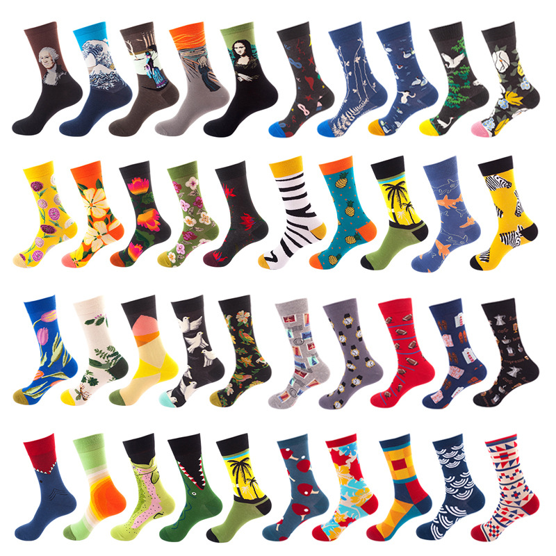 Moxi foreign trade socks men's autumn and winter European and American street trend cotton socks women's cross-border socks printing logo