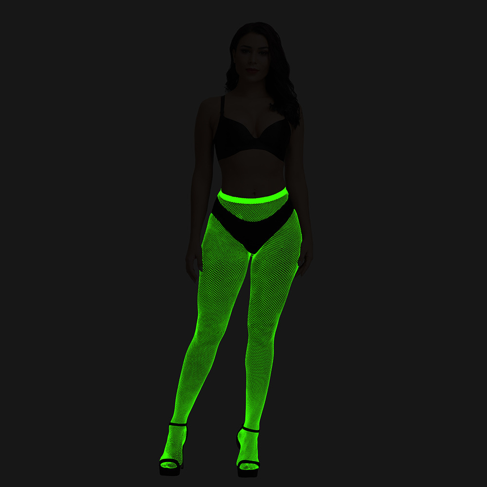 Europe and the United States cross-border luminous fishnet socks toe encryption tide socks sexy slim hot girl luminous large net super elastic pantyhose
