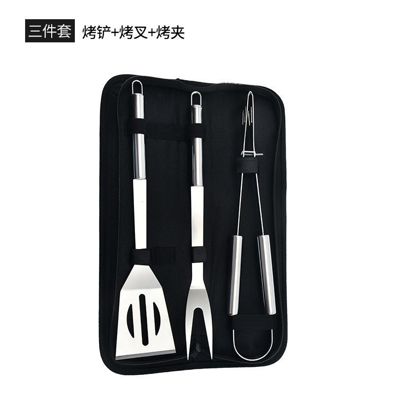 Picture of BBQ stainless steel handle barbecue tool suit outdoor portable cooking utensils cloth bag baking tool combination kit