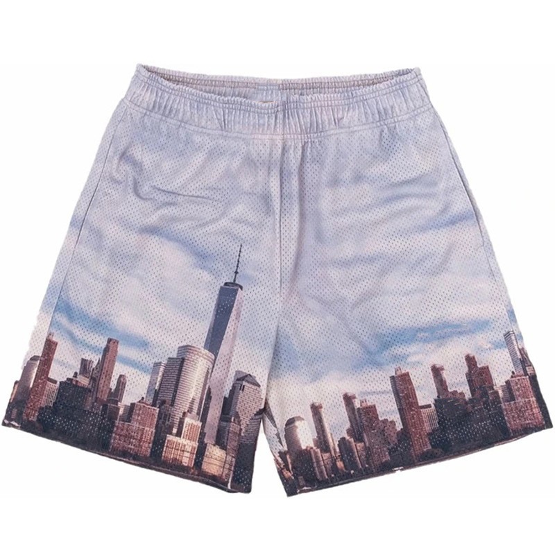 American Style Casual Fitness Shorts Basketball Muscle Sports Quarterball Pants But Knee Mesh Breathable Cross-border Shorts