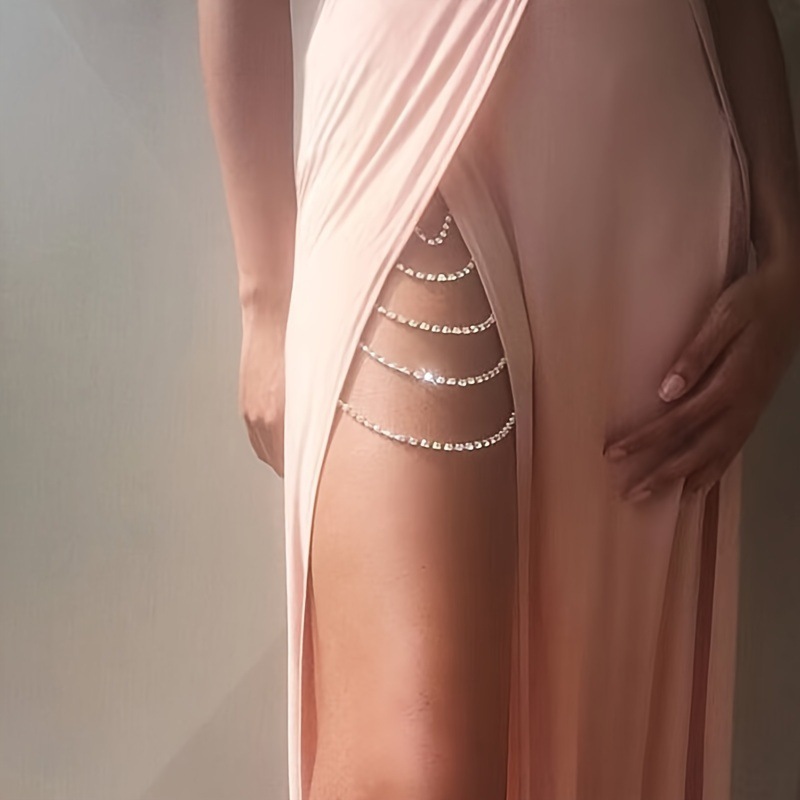 Cross-border fashion multi-layer rhinestone sexy leg strap elastic rope leg chain European and American nightclub shiny chain leg chain women