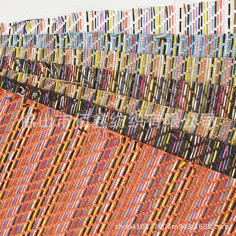 Spot twill color PP woven fabric PE grass luggage bag beach mat handbag picnic mat sofa cushion table table fabric