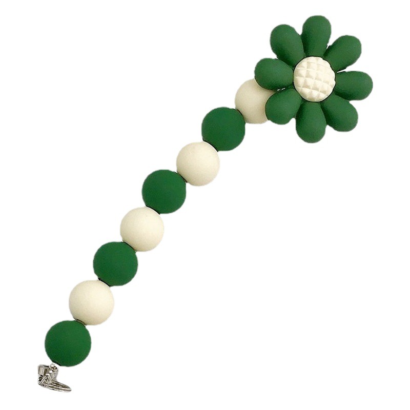 Trendy New Rubber Paint Flower Bracelet Mobile Phone Accessories Beaded Mobile Phone Chain Pendant Anti-fall Pendant for Women