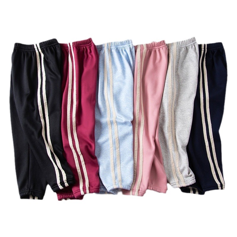 Children's pants autumn and winter fleece-lined thickened casual sports pants boys and girls loose warm sweatpants windproof ankle-tied trousers