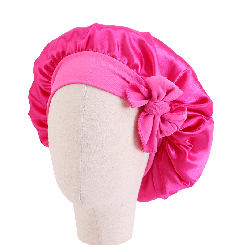 Picture of Children's milk silk ribbon headscarf hat baby satin nightcap knotted shower cap JDKB-21B