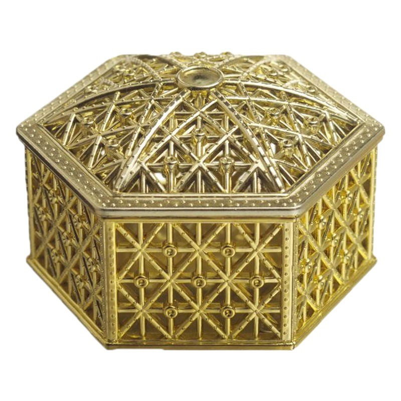 Picture of Western style hollow hexagonal personalized wedding candy box gold-plated box creative candy box wedding supplies wholesale