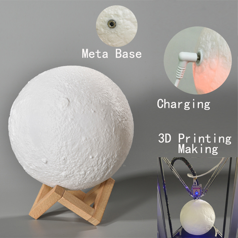 Picture of Night Light 3D Bluetooth Remote Control Moon Lamp Pat Bedside Moon Lamp Creative Atmosphere Breastfeeding Cross-Border Popular Lighting