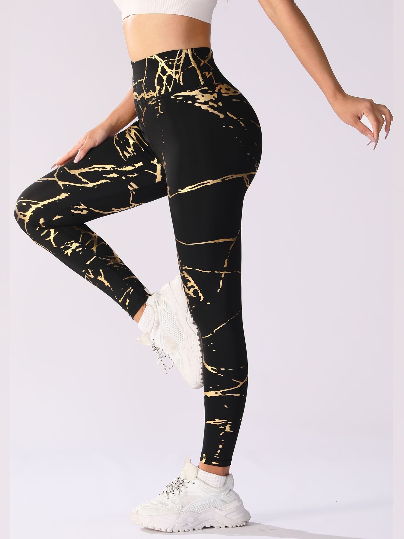 New High-elastic Bronzing Snakeskin Peach Hip Fitness Pants High Waist Hip-lifting Quick-drying Sports Pants Tight Stretch Yoga Pants