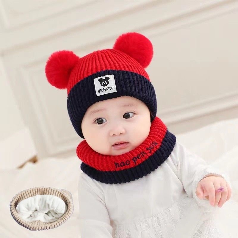 Picture of Children's hat autumn and winter girls' pullover hat Korean-style knitted hat colorful wool hat baby boys' warm earmuffs hat tide