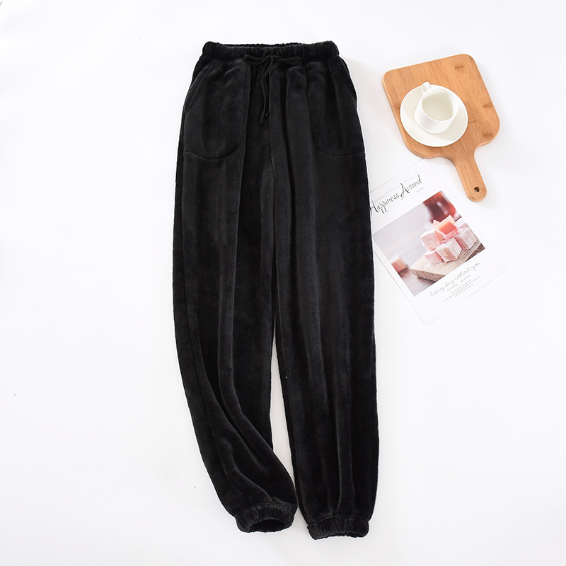 Picture of Men's Pajama Pants Fleece-Lined Thickeneded Warm Pants Pants Autumn and Winter Flannel Cuffed Home Wear Pants Large Size Loose