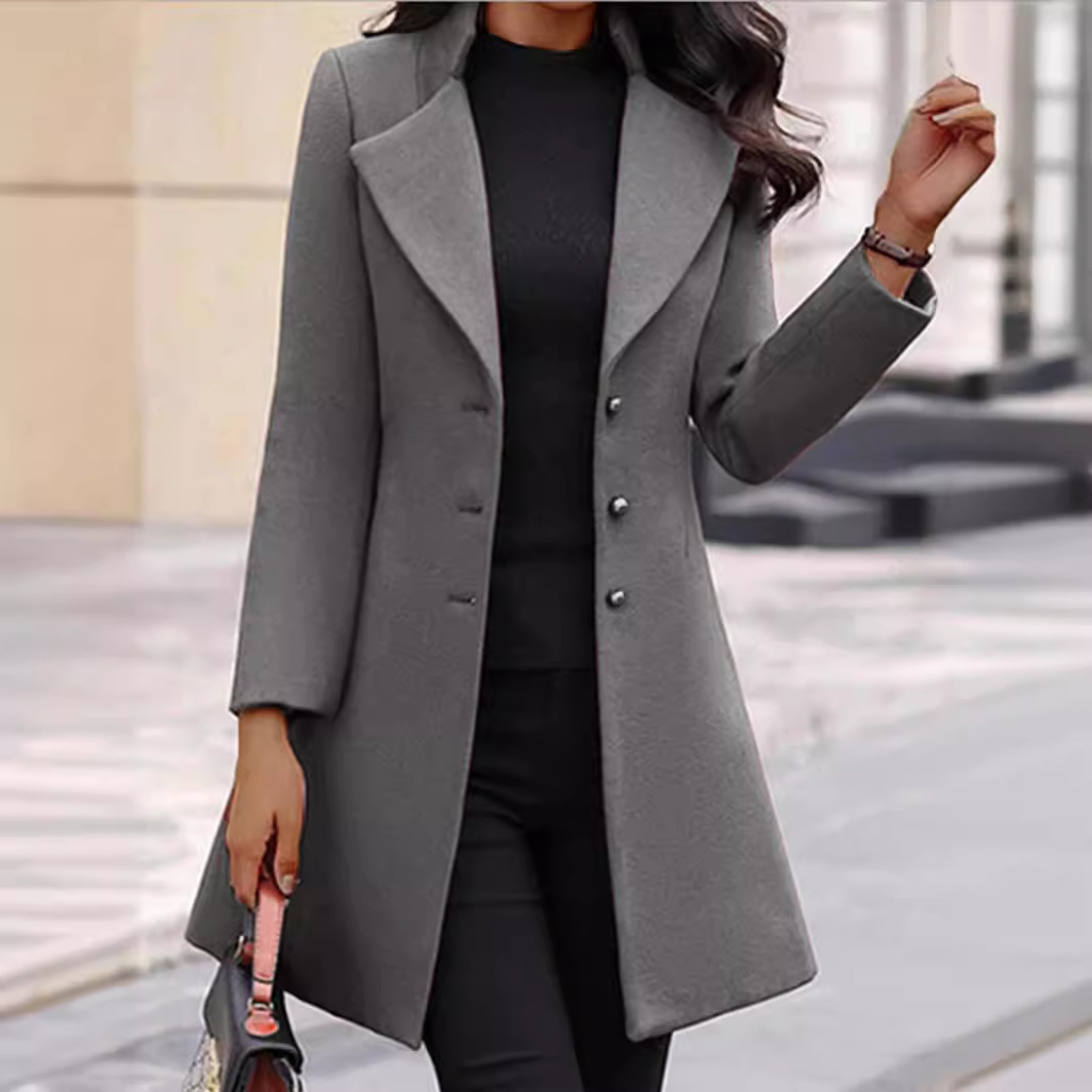 Picture of Cross-border Winter New Women's Coat Korean Slim-fit Mid-length Amazon European and American Women's Cross-border Woolen Coat