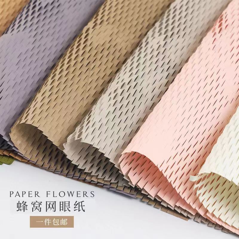 Ins Wind Honeycomb Paper Shockproof Cushioning Wrapping Paper Degradable Grid Kraft Paper Environmental Protection Gift Wrapping Paper
