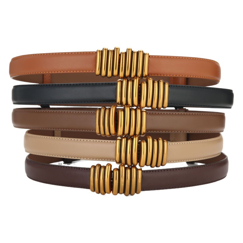Women's Thin Belt Genuine Leather dress Coat Fashion Retro Belt Adjustable Decorative Suit Sweater Belt
