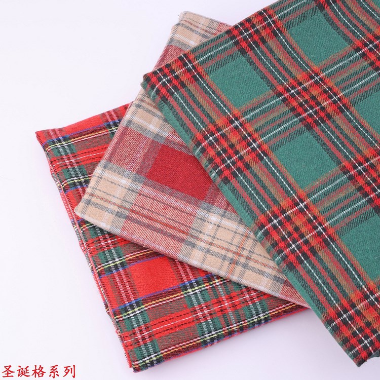 European and American Christmas Red and Green Plaid Polyester-Cotton Brushed Plain Yarn-Dyed Spring and Summer Jk Plaid Skirt Tablecloth Picnic Mat Tr Cloth