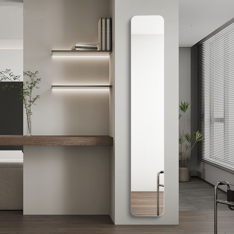 Picture of Wall-mounted household wall-mounted mirror fitting mirror small apartment ultra-narrow non-perforated full-length mirror explosion-proof extremely narrow dressing mirror