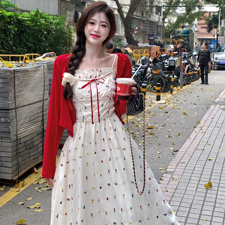 2024 early autumn embroidery dress design long sleeve cardigan coat exquisite girl sweet slim temperament suit