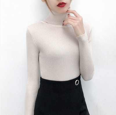 Picture of Autumn Clothing K-Style 2023 New Versatile Pure Color Slim Fit Pullover High Collar Warm Long-Sleeved Knitted Sweater for Women