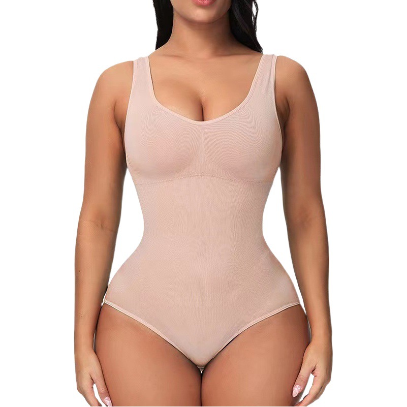 Cross-border High-elastic Hip-lifting European and American Plus-size one-piece Shaper Women's Vest Chest-supporting Tudor-body one-piece gathered underwear