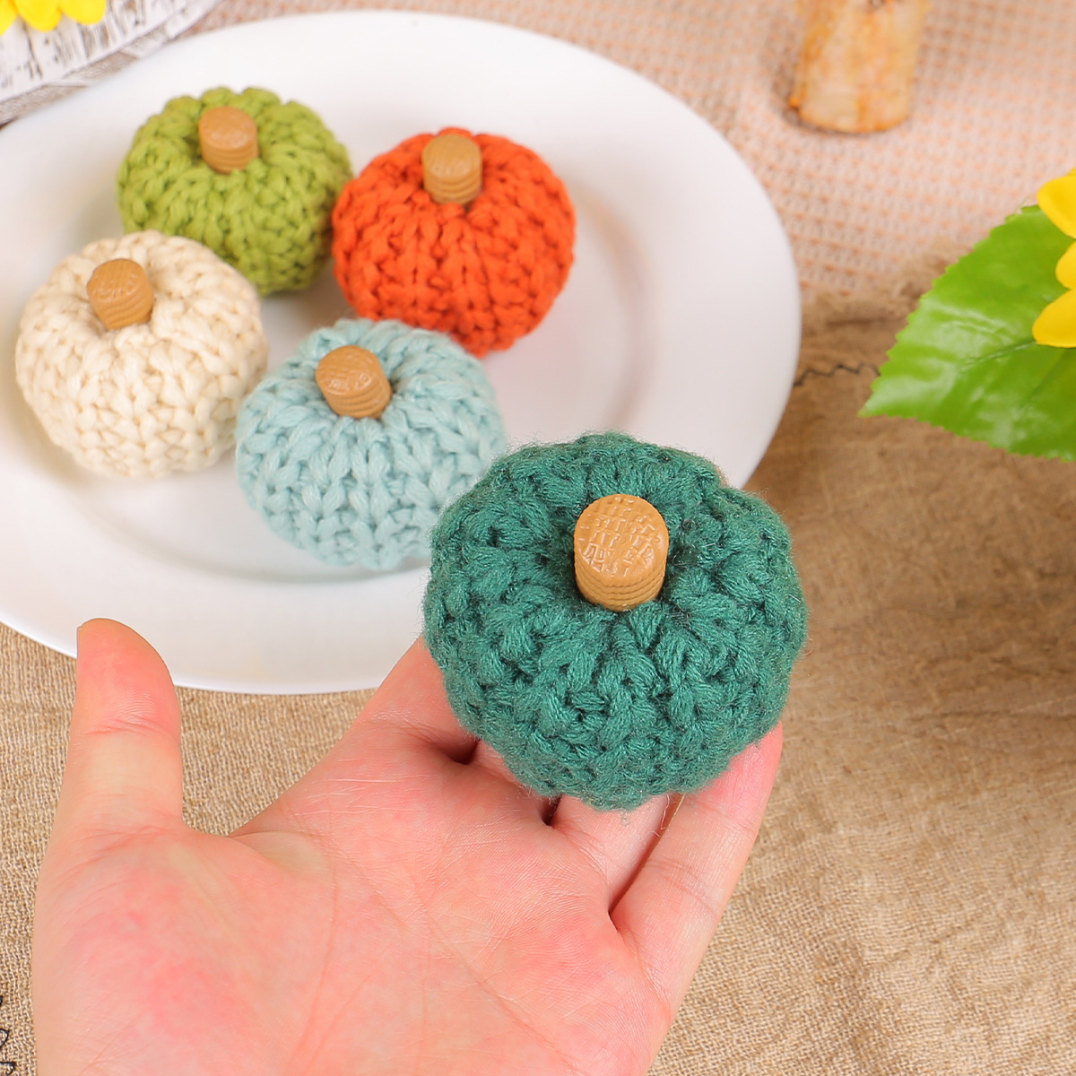 New Harvest Festival Knitted Pumpkin Decorations Mini Multicolor Wool Knitted Ornaments Holiday Atmosphere Layout Props