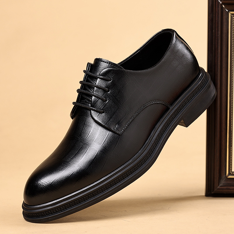 Men's 8cm Low Breathable Business Dress Inner Height Increasing Shoes British Height Increasing Pointed Wedding Groom Shoes