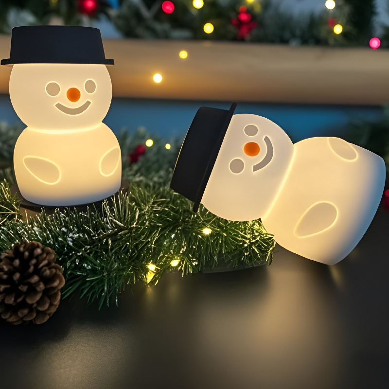 Creative snowman night light cartoon cute pet Pat light silicone induction atmosphere bedside table lamp silicone Christmas lampshade