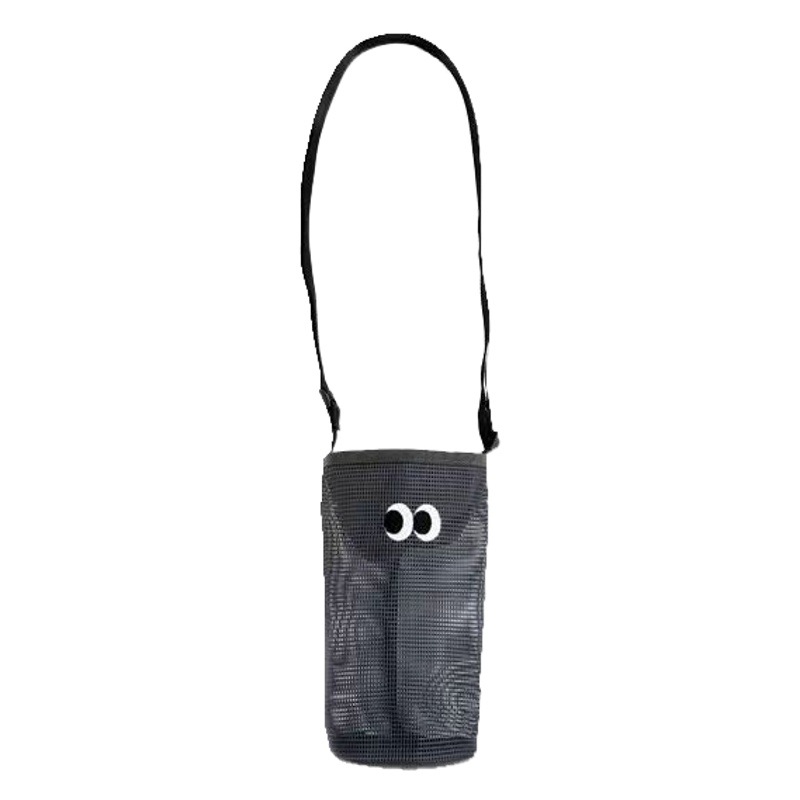 Water Cup Bag Cute Big Eyes Drawstring Drawstring Water Cup Bottle Storage Bag Women's Single Shoulder Diagonal Mesh Cut Out Small Bag