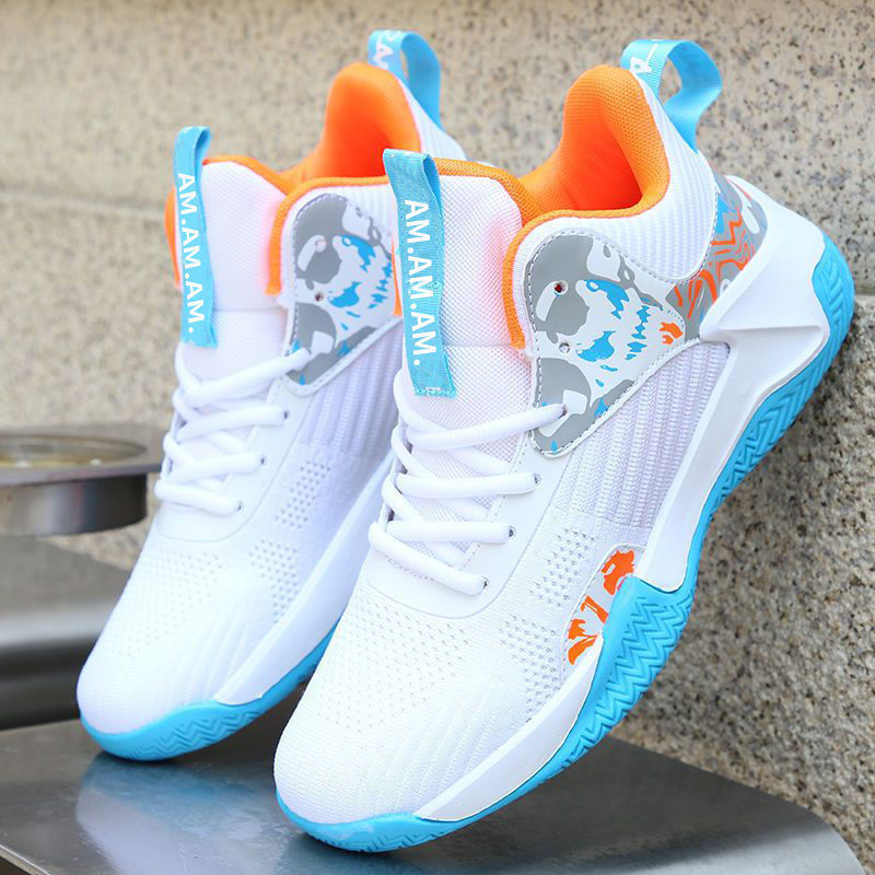 National Tide Basketball Shoes Men's 2025 New Breathable Fly-woven Surface Thick Bottom sneaker Outdoor Mid-high Non-slip Shoes for Men