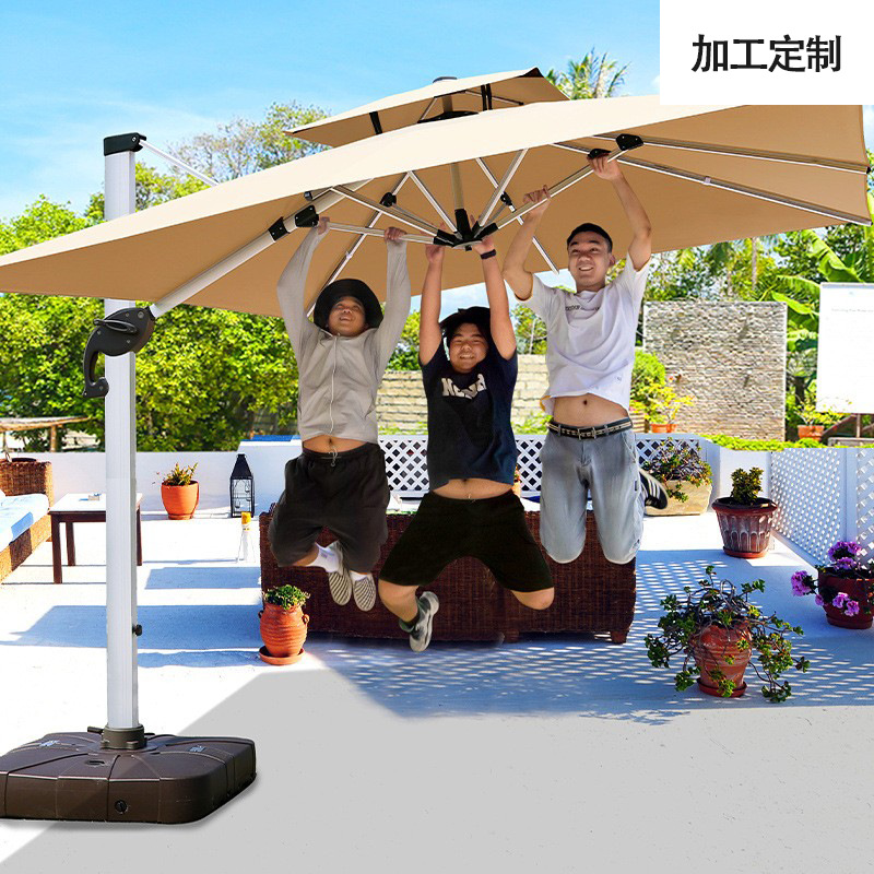 Outdoor Parasol Resort Outdoor Courtyard Umbrella LED with Light Roman Umbrella Stall Balcony Outdoor Roman Umbrella