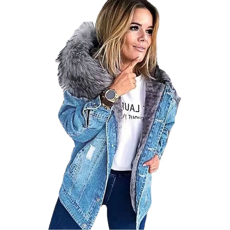 Denim Tops Women's Amazon Autumn and Winter Denim Clothes 2024 Women's Tops Cross-Border Aliexpress Specially for Denim Clothes