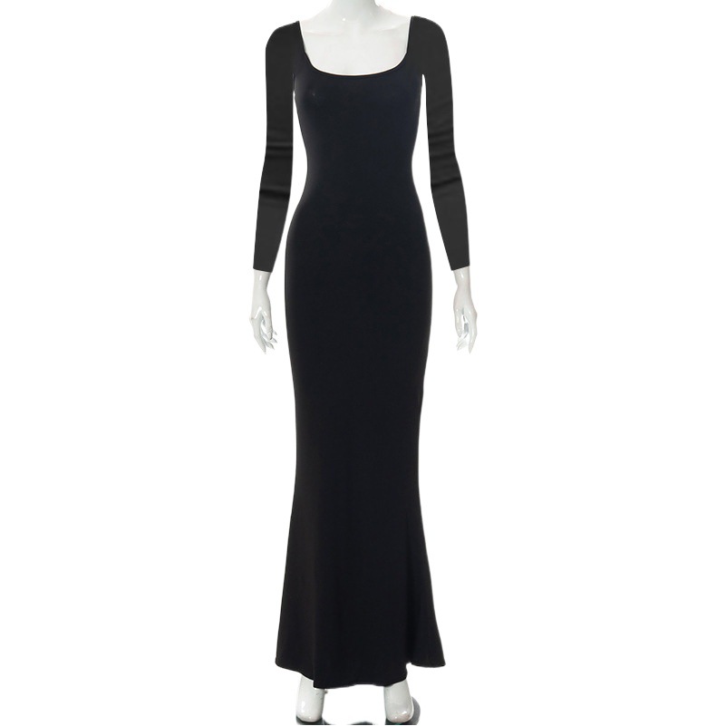 European and American cross-border hot selling skims women's long dress foreign trade casual slim-fit long-sleeved fishtail skirt