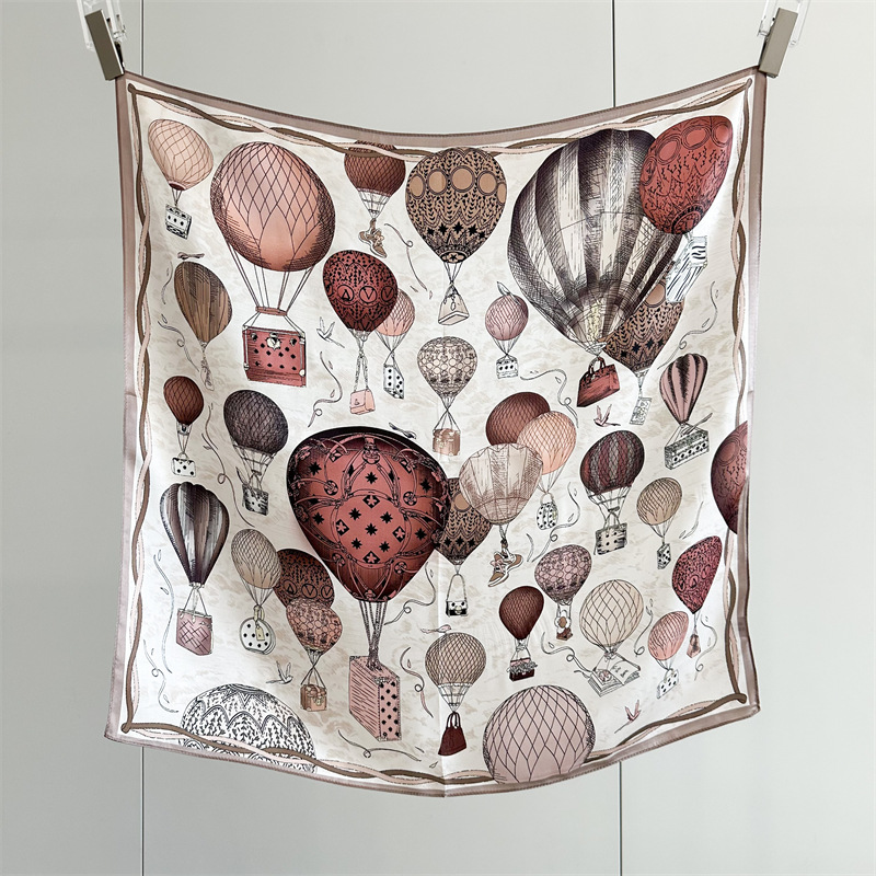 Picture of High-grade Silk Scarf Women's Spring Colorful Balloon Mulberry Silk Mid-square Scarf Elegant Light Luxury All-match Shawl Scarf
