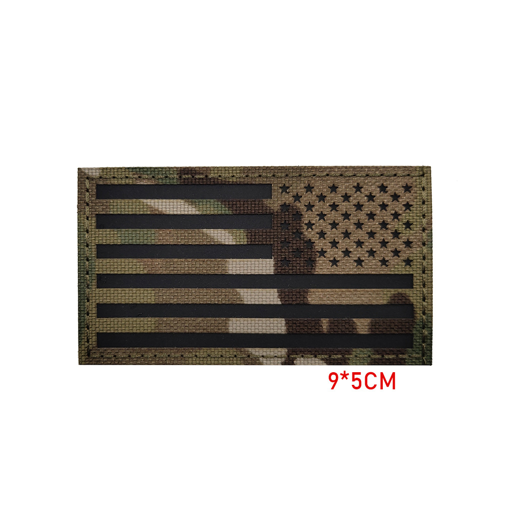 Picture of Haike Outdoor Infrared Reflection US Flag Velcro Laser Cutting Red and Blue Line Stars and Stripes Flag Bag with Stamps M00004
