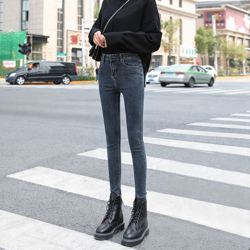 Picture of Jeans Women's High-Waist Slim-Fit Slimming Skinny Pants 2021 Spring and Autumn New Stretch All-Match Outer Wear Cropped Pencil Pants