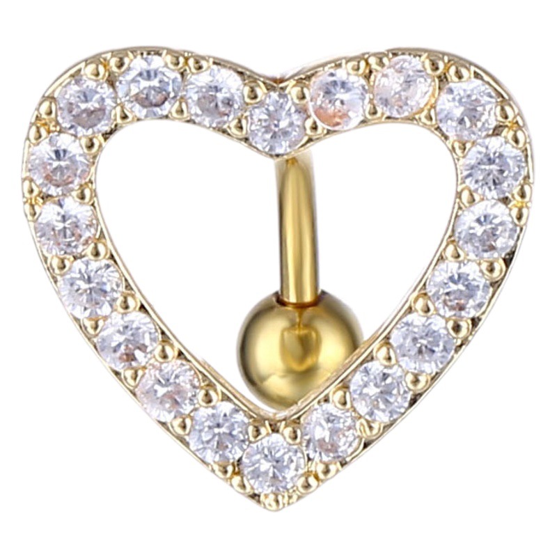 Heart-Shaped Navel Nail European and American Fashion Piercing Jewelry Heart-Shaped Zircon Navel Ring Heart Navel Button Piercing