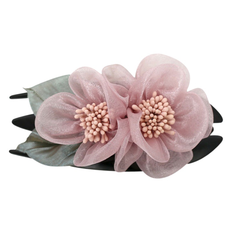 Duckbill Clip Large Grab Clip for Lady's Hair Trick Clip Korean Style Silk Yarn Flower Fabric Hairpin Fashion Top Clip