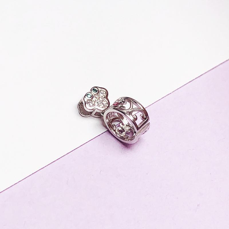 Picture of S925 Sterling Silver Pendant Buckle Ring Princess Buckle Golden Emerald Crystal Jade Peace Ring Clip