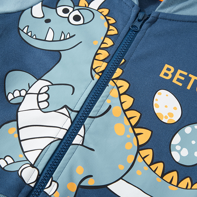 Picture of Korean version of boys dinosaur printed hooded zipper shirt children's sweater coat children's spring new generation of hair