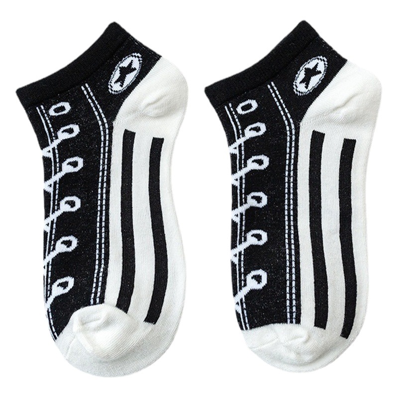 European and American Cross-Border Aliexpress College Style Canvas Socks for Couples Fun Cotton Socks Personalized Casual Shallow Sports Socks