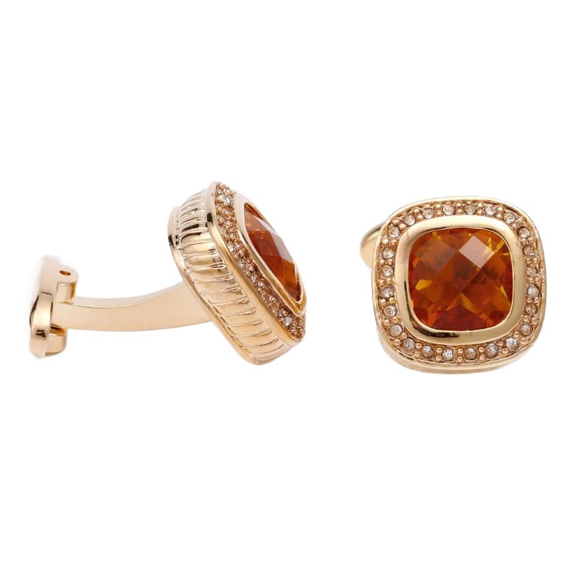 Men's Cufflinks Cross-border Light Luxury Zircon Rhinestone Square Gold Shirt Sleeve Nail Jewelry 1 Pair in stock Wholesale