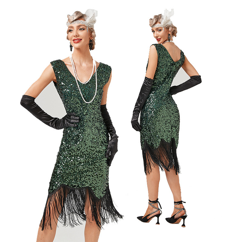 Picture of 1920 Retro Sequin Dress Gatsby Ball Tassel dress Party Dancing Dress Beaded Toast Dress