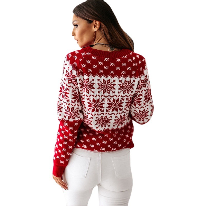 Cross-border 2023 foreign trade European and American women's clothing autumn and winter New Amazon independent station round neck pullover long sleeve Christmas sweater