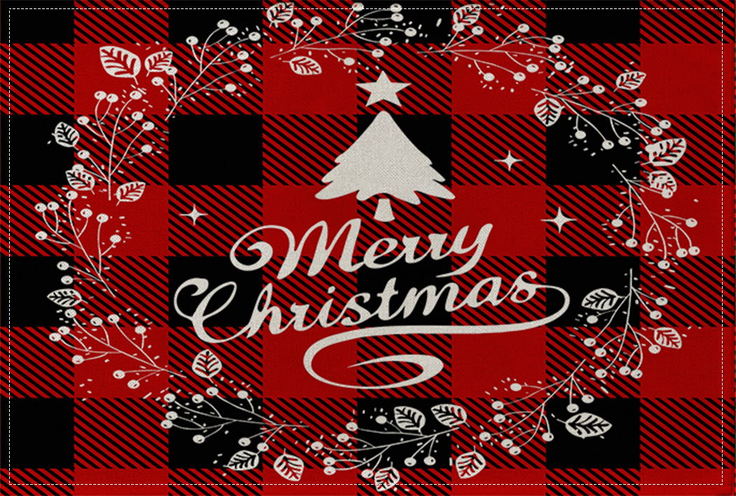 Picture of Christmas Placemat Scandinavian Style English Letter Napkin Western Restaurant Tablecloth Single Layer Linen Insulation Mat Table Mat