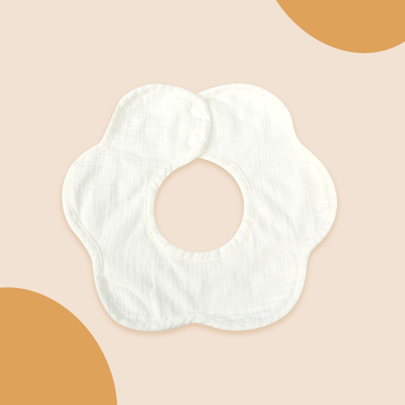 Picture of Gauze Peas Velvet Baby Petal Bib Pure Cotton Baby Sipe Towel Pure Cotton Waterproof Autumn and Winter Thickened Newborn Bib