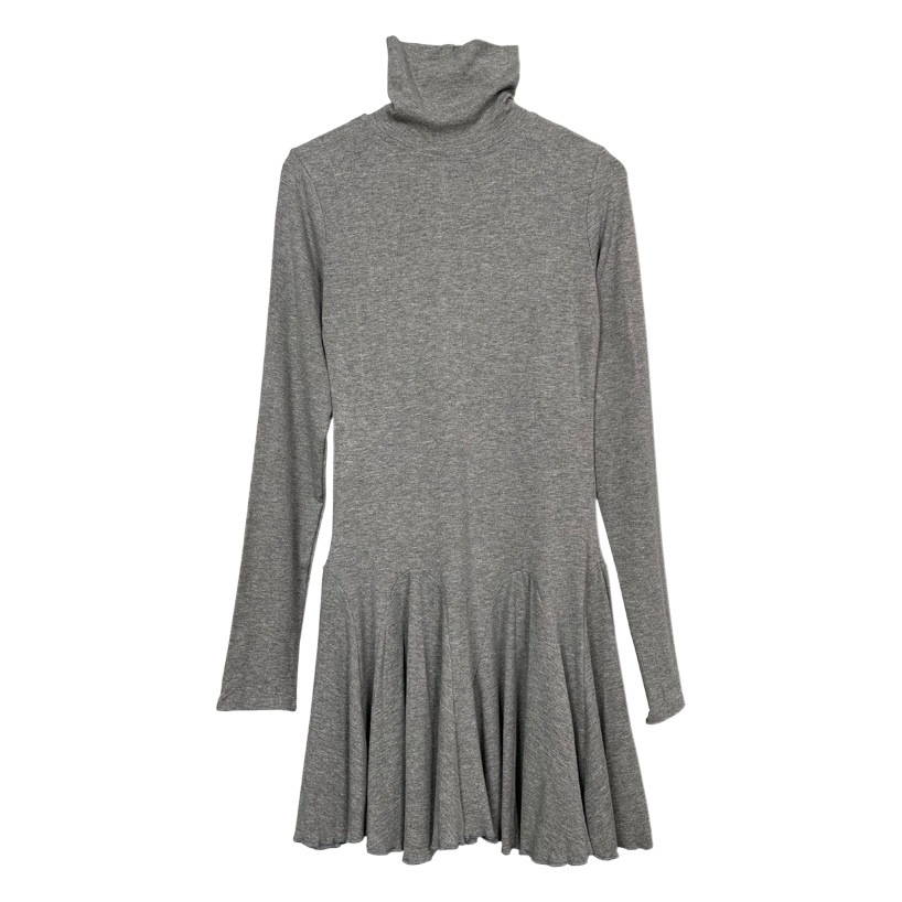 dress Women's 2023 Autumn and Winter New Slim-fit Slimming High Neck Long Sleeve Base Skirt Sexy Elegant Large Swing Skirt