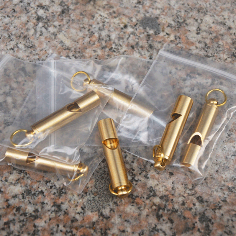 Picture of Vintage brass whistle handmade pure brass whistle referee survival whistle keychain Pendant Outdoor Emergency whistle