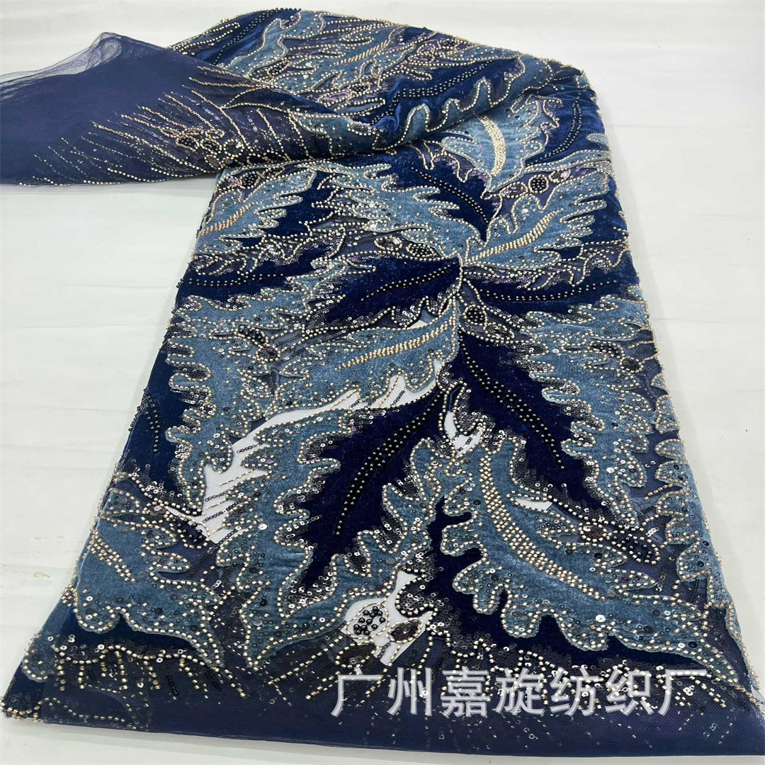 NEW Fabric Autumn and Winter New Fleece Vintage Style Sequin Bead Tube Fabric African Party Dress Cheongsam Fabric