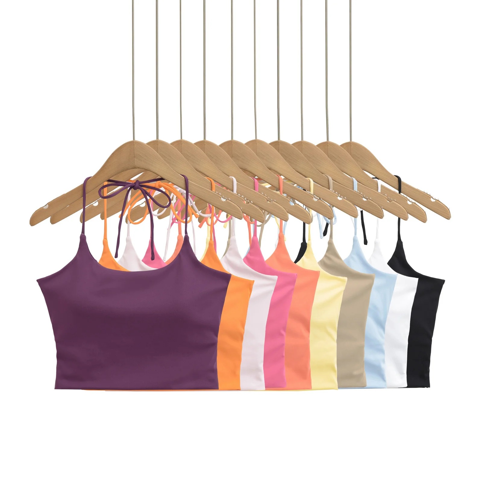 American-Style Back Cross Hollow-Out Backless Tie Halter Neck Camisole Women's Short Slim Fit with Chest Pad Tube Top